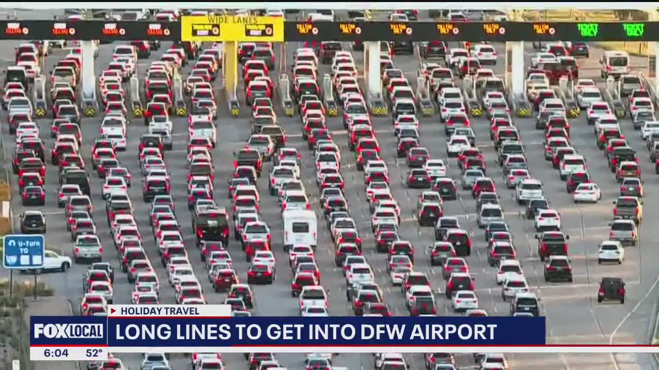 Traffic backs up near DFW Airport as travelers head out