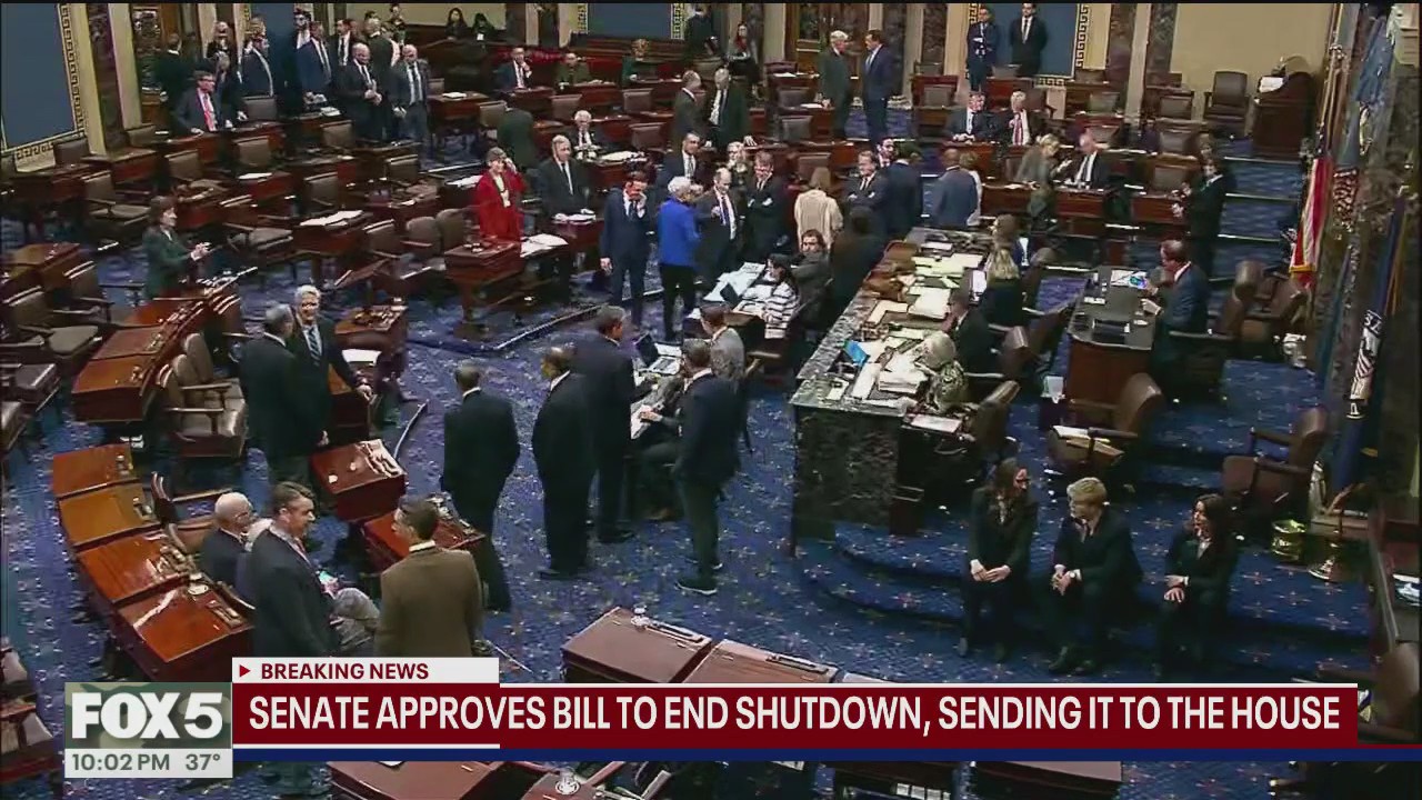 Senate passes legislation to end government shutdown, bill heads to the House