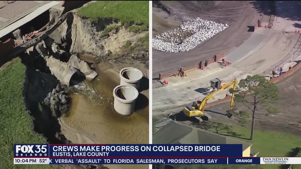 Repairs continue on collapsed bridge in Eustis neighborhood