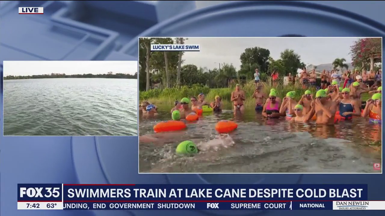Florida swimmers train during coldsnap